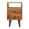 20" Oak Solid Wood Two Drawer Nightstand