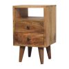 20" Oak Solid Wood Two Drawer Nightstand