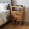 20" Oak Solid Wood Two Drawer Nightstand