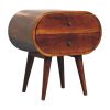 24" Chestnut Solid Wood Oval Two Drawer Nightstand