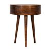 21" Brown Solid Wood Round One Drawer Nightstand