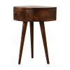 21" Brown Solid Wood Round One Drawer Nightstand