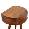 21" Brown Solid Wood Round One Drawer Nightstand