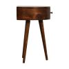 21" Brown Solid Wood Round One Drawer Nightstand