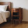 22" Chestnut Solid Wood Oval One Drawer Nightstand