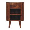 22" Chestnut Solid Wood Oval One Drawer Nightstand