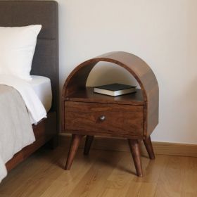 24" Chestnut Solid Wood Oval Top One Drawer Nightstand