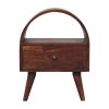 24" Chestnut Solid Wood Oval Top One Drawer Nightstand