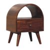 24" Chestnut Solid Wood Oval Top One Drawer Nightstand