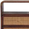 22" Chestnut And Natural Solid Wood Cane Rattan Two Drawer Nightstand