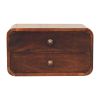18" Brown Solid Wood Two Drawer Floating Nightstand