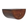 18" Chestnut Solid Wood One Drawer Half Moon Floating Nightstand