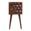 24" Brown Solid Wood Carved Geometric Two Drawer Nightstand