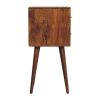 24" Brown Solid Wood Carved Geometric Two Drawer Nightstand