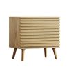 23" Natural Solid Wood Ribbed Texture Two Drawer Nightstand