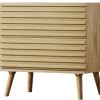 23" Natural Solid Wood Ribbed Texture Two Drawer Nightstand