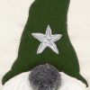 14" X 20" Green And Ivory Cotton Christmas Gnomes Throw Pillow With Embroidery