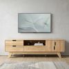 63" Natural Wood Enclosed and Open Storage TV Stand