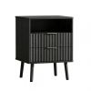 24" Black Wood Ribbed Texture Two Drawer Nightstand