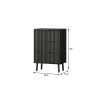 24" Black Wood Ribbed Texture Two Drawer Nightstand