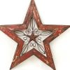 20" X 20" Red And Brown Wood And Iron Star Hanging Dimensional Sculpture