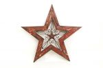 20" X 20" Red And Brown Wood And Iron Star Hanging Dimensional Sculpture