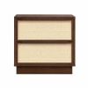 22" Walnut Wood Woven Texture Two Drawer Nightstand