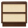 22" Walnut Wood Woven Texture Two Drawer Nightstand