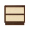 22" Walnut Wood Woven Texture Two Drawer Nightstand