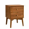 26" Oak Wood Two Drawer Nightstand