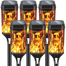 6 pcs 12 LEDs Solar Square Flame Light Suitable For Outdoor; Yard; Corridor; Decoration