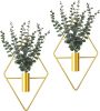 4 Pcs Hanging Planters with Artificial Eucalyptus Metal Hanging Vase Indoor Plants Holder Modern Geometric Boho Bathroom Wall Decor for Living Room Ho