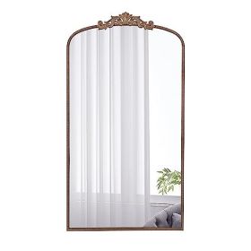 66" x 36" Full Length Mirror, Arched Mirror Hanging or Leaning Against Wall, Large Gold Mirror for Living Room