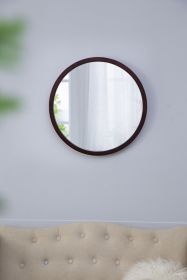 20" x 20" Circle Wall Mirror with Wooden Frame and Walnut Finish,Wall Mirror for Living Room Dining Room