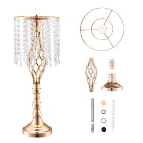 10 PCS 55cm/21.65' Tall Crystal Wedding Flower Stand, Metal Wedding Centerpiece Vase