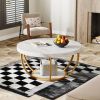 80 Cm round Coffee Table with 2 Shelves Industrial Living Room Table Modern Sofa Table with Storage Space
