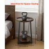 End Table, 2-Tier Round Side Table with Open Storage Shelves, Modern Nightstand Bedside Desk with USB & AC Charging Port