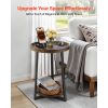 End Table, 2-Tier Round Side Table with Open Storage Shelves, Modern Nightstand Bedside Desk with USB & AC Charging Port