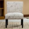 Botticelli English Letter Print Fabric Armless Contemporary Accent Chair