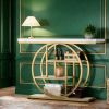 Console Table, Industrial 4-Tier Sofa Entryway Table with Circle Basew