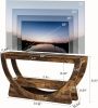 160 Cm Dual-Stage Console Table with Arc Rack in Dark Brown - Country Style Furniture Living Room Decor