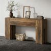 Wooden foyer table, main console, sturdy sofa, corridor side table