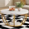 80 Cm round Coffee Table with 2 Shelves Industrial Living Room Table Modern Sofa Table with Storage Space