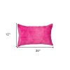 12" X 20" Fuschia Cowhide Throw Pillow