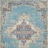 8' X 10' Blue And Ivory Southwestern Distressed Area Rug