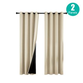 Polyester Grommets Thermal Insulated With Coated Lining 52 In. W X 63 In. L Indoor Blackout Curtains 3 Colors Available,Set Of 2 (Option: Beige)