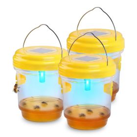 3 Pack Solar Wasp Traps Outdoor Hanging Insect Catchers With UV Light For Paper Wasps Yellow Jackets Small Hornets Fruit Flies House Flies (Option: YELLOW)