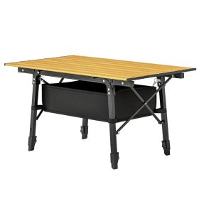 3 ft Aluminum Small Folding Table, Portable Camping Table With Storage Bag, Carry Bag For Outdoor Picnic BBQ, Brown (Option: Brown)