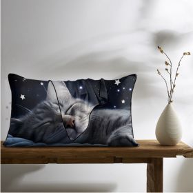Cats with Starry Pillows and Pillow Cases (Option: 51x66cm-Black)