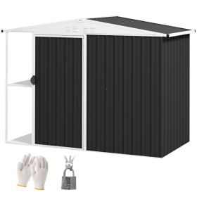 8 X 4 ft Outdoor Garden Shed, Metal Shed With Air Vents And Lock For Backyard, Garden, Patio, Dark Gray (Option: Gray)